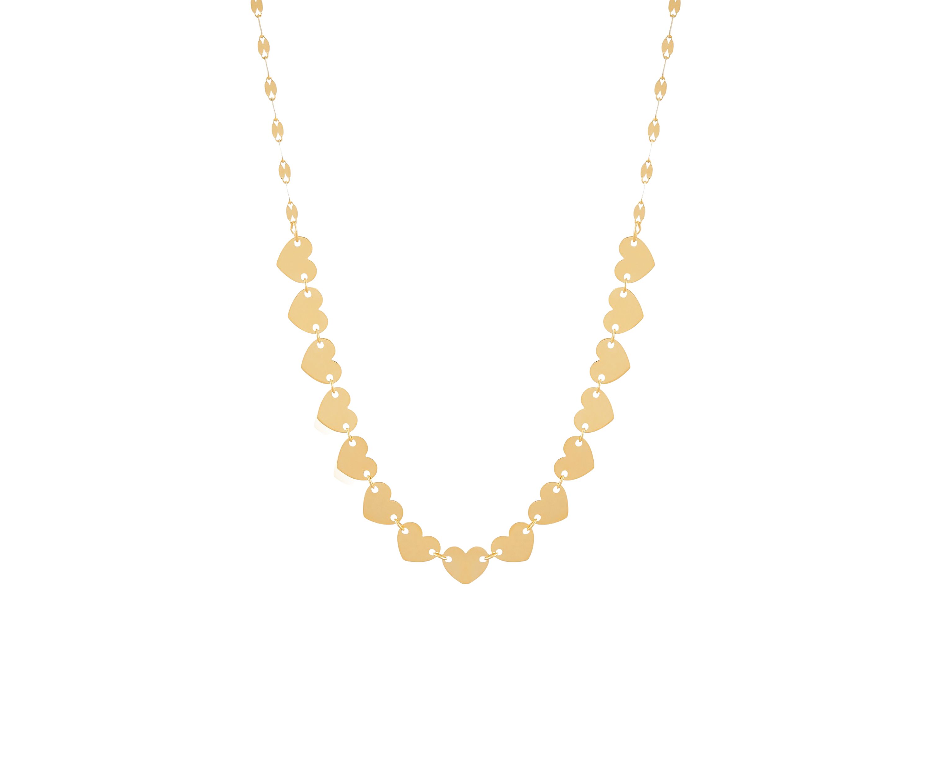 Multi Hearts Station Necklace in 10K Yellow Gold