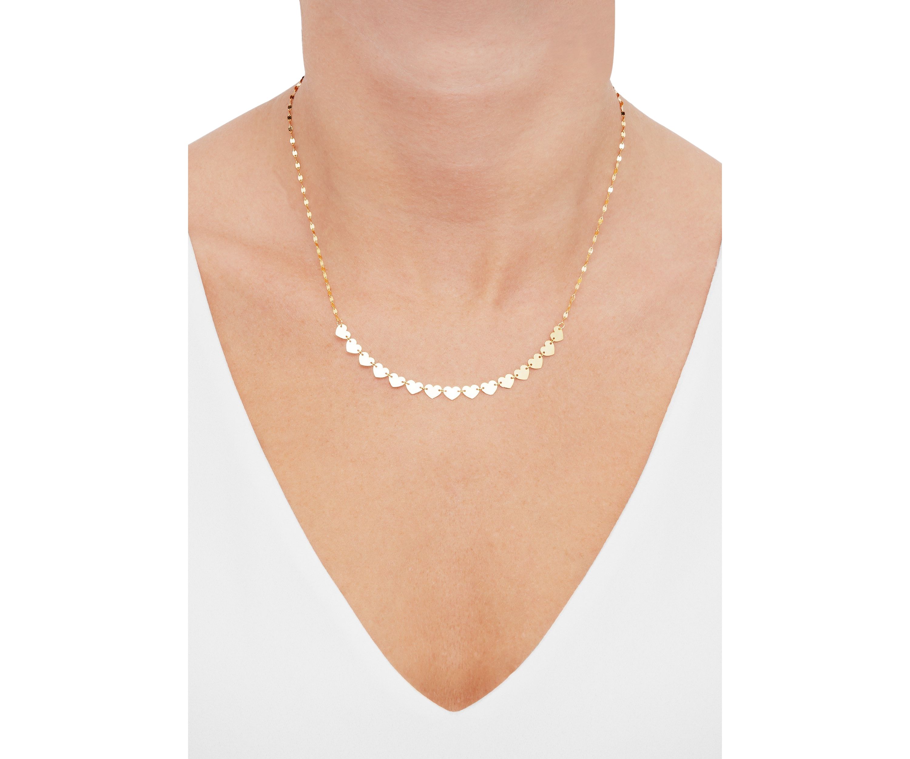 Multi Hearts Station Necklace in 10K Yellow Gold