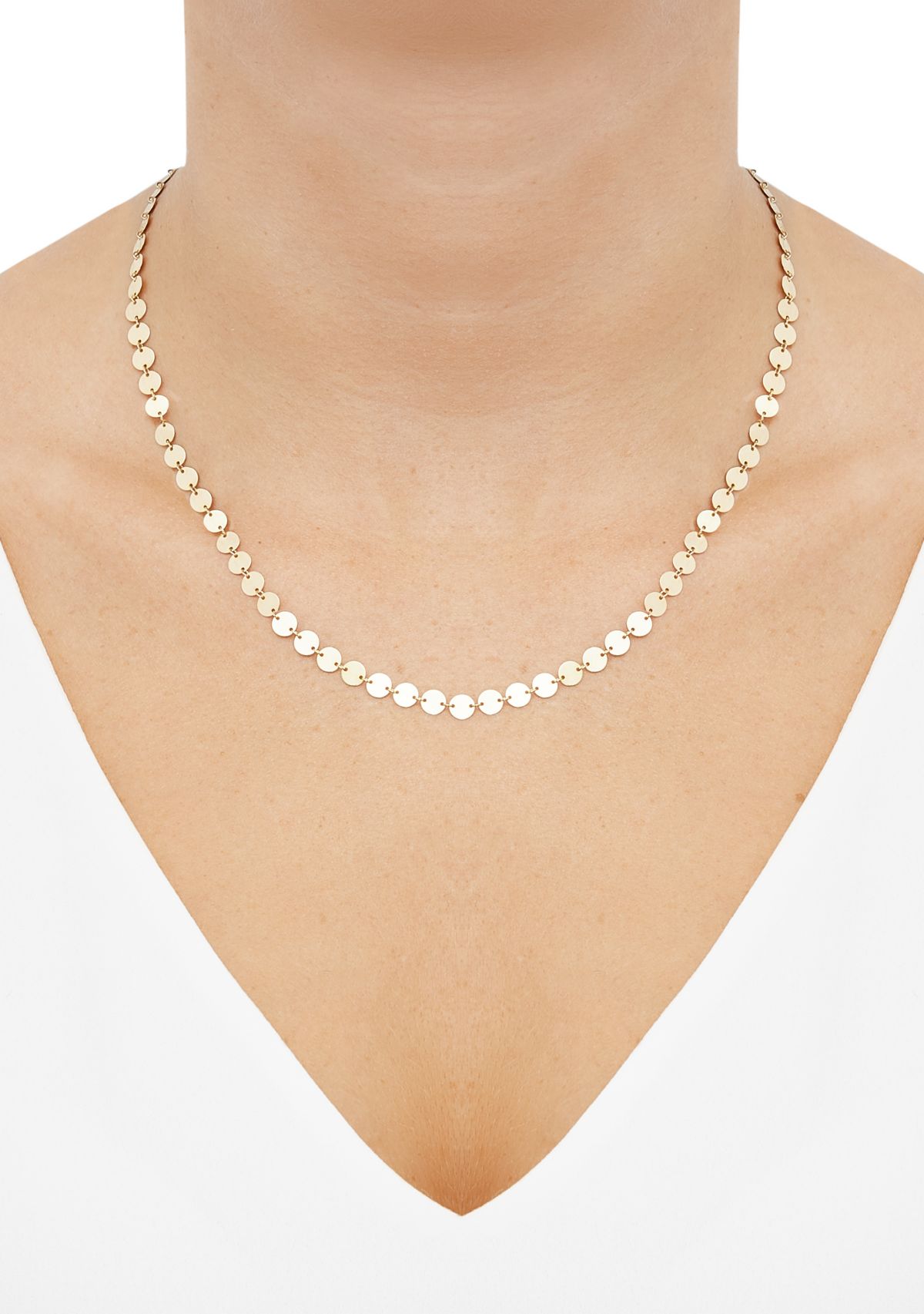 Disk Station Necklace in 10K Yellow Gold