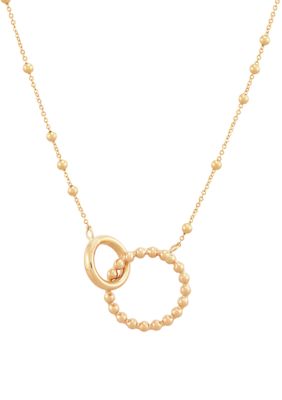 Belk & Co Round and Beaded Tube On Saturn Chain Necklace in 10K Yellow Gold