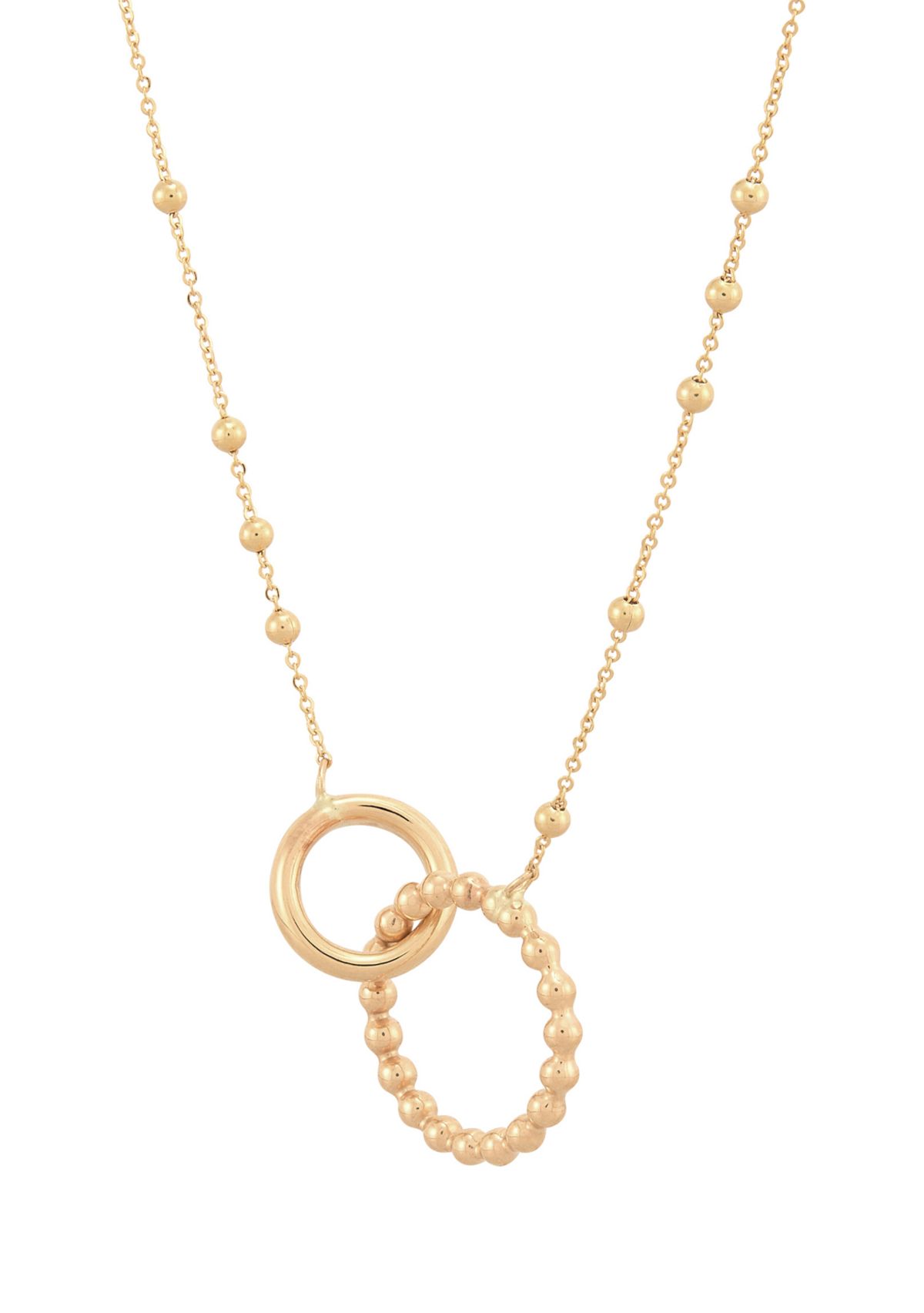 Round and Beaded Tube On Saturn Chain Necklace in 10K Yellow Gold