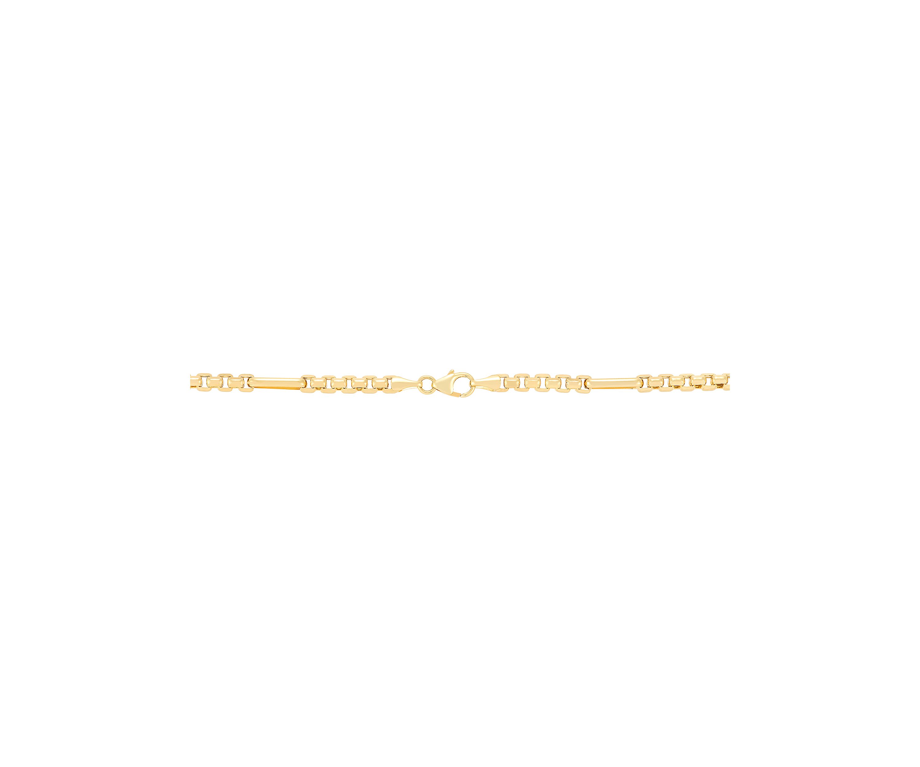 Hollow Paperclip Station on Box Chain in 10K Yellow Gold