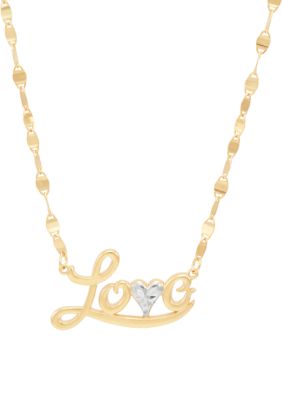 Belk & Co Love in Solid Morror Chain Necklace in 10K Yellow Gold, 18 in