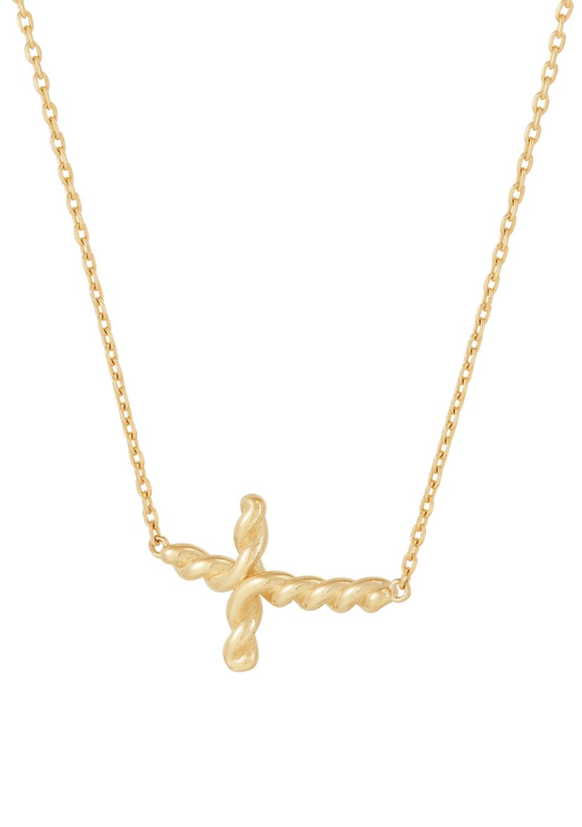 Twist Cross Necklace in 10K Yellow Gold