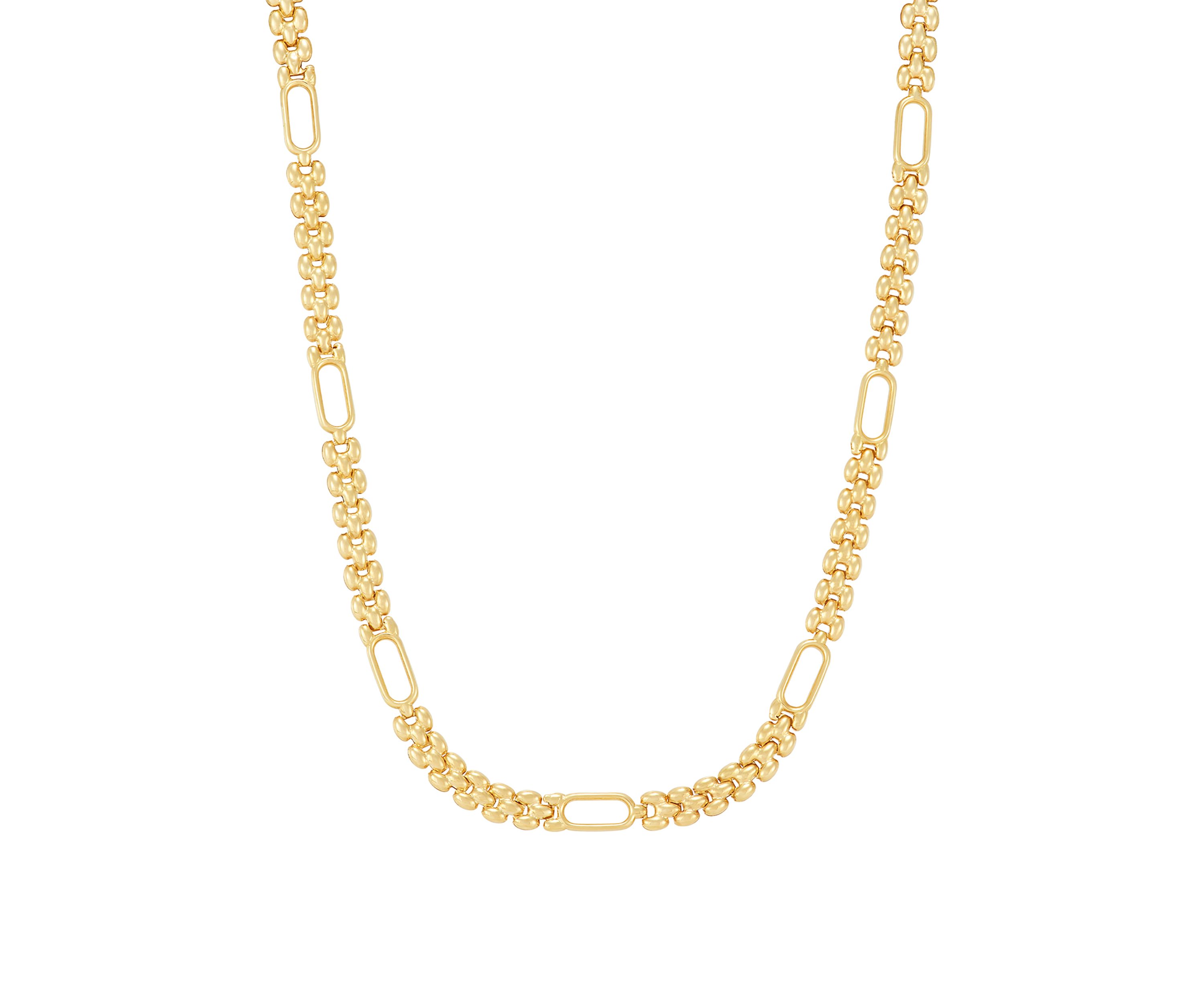 Alternate Panther and Oval Link Chain in 10K Yellow Gold
