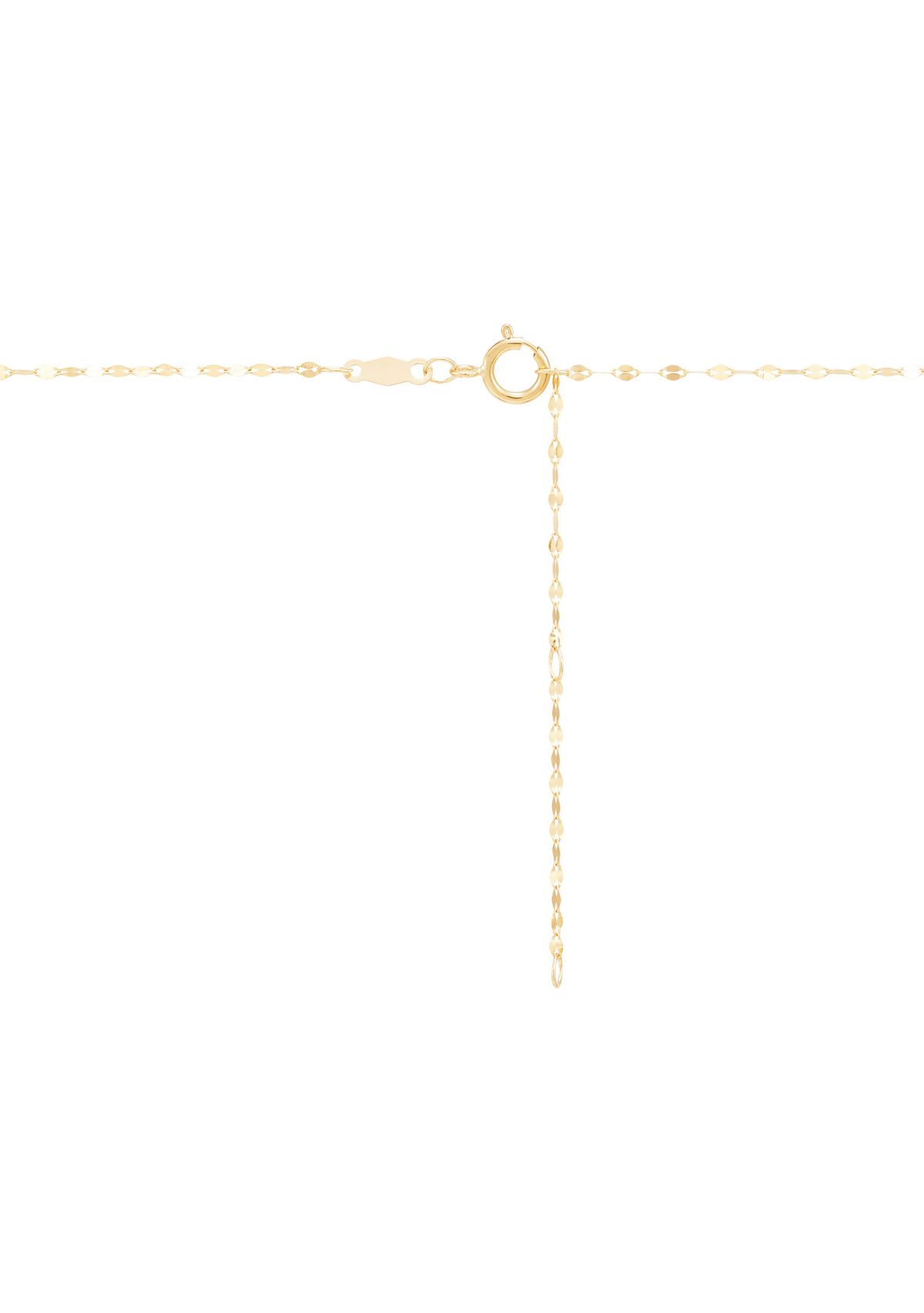 Ribbed Heart on Mirror Chain Necklace in 10K Yellow Gold