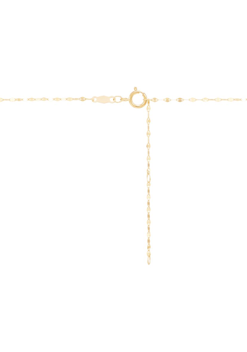 Ribbed Heart on Mirror Chain Necklace in 10K Yellow Gold