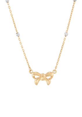 Belk & Co Bow Necklace in 10K Yellow and White Gold