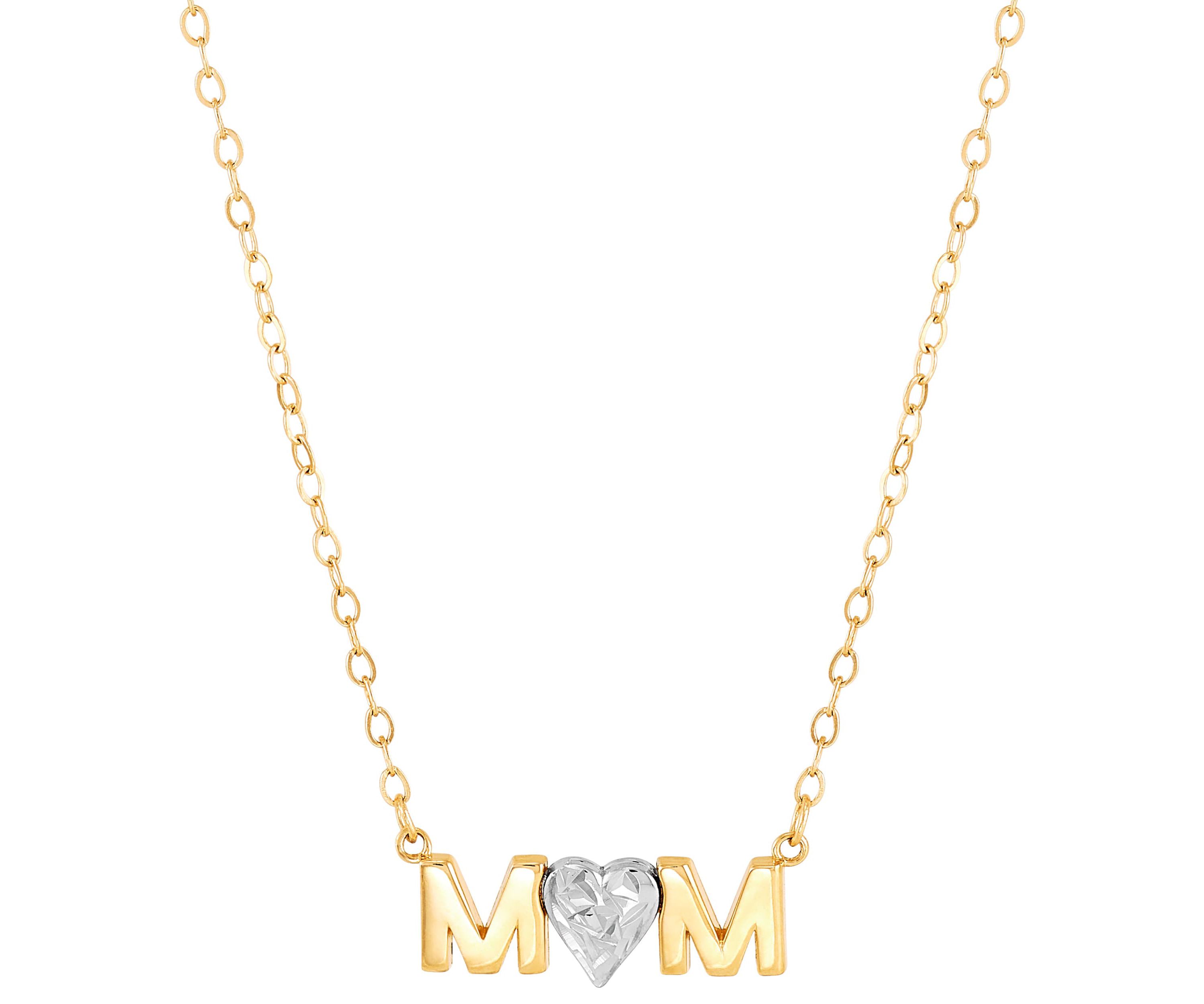 14K Yellow and White Gold Mom Neckalce