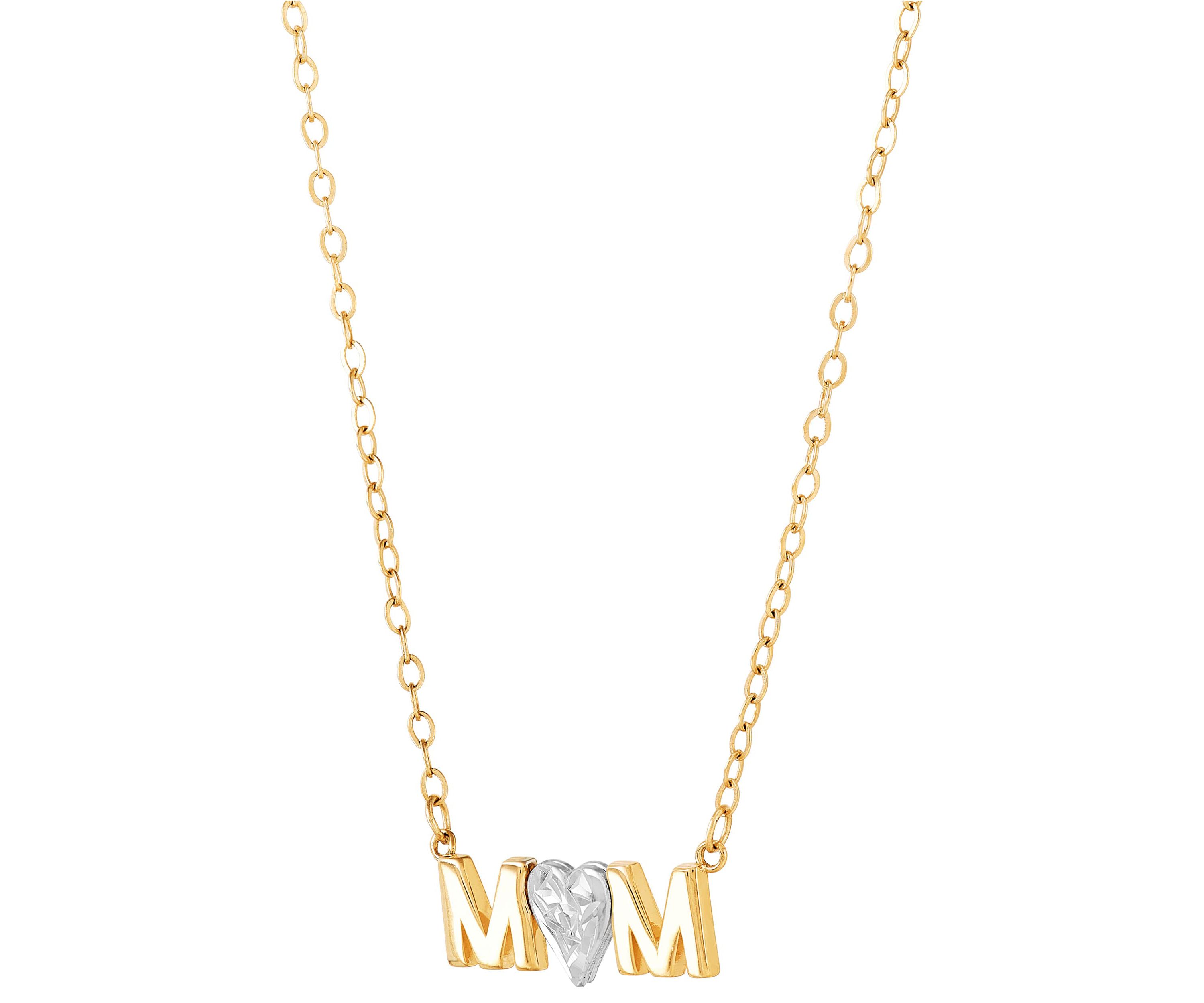 14K Yellow and White Gold Mom Neckalce