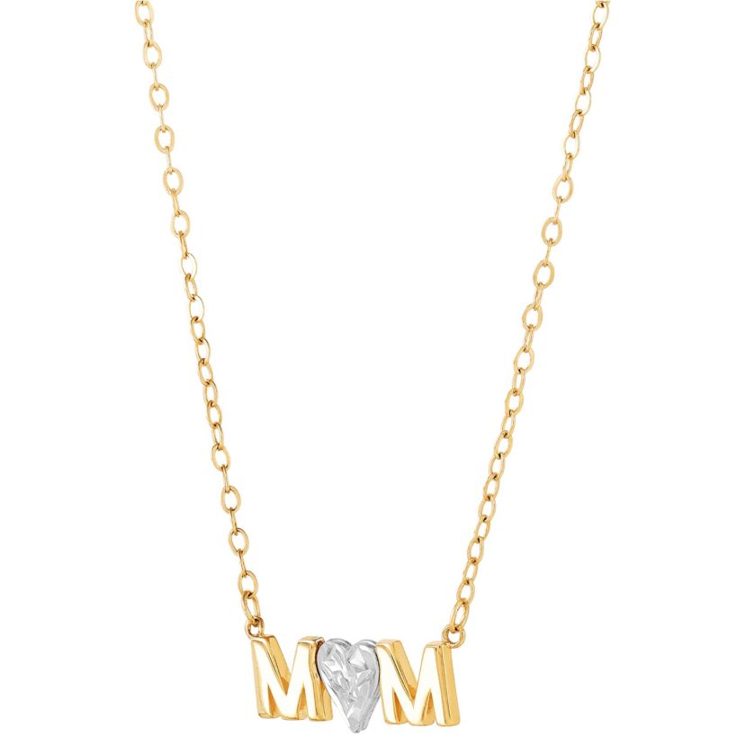 14K Yellow and White Gold Mom Neckalce