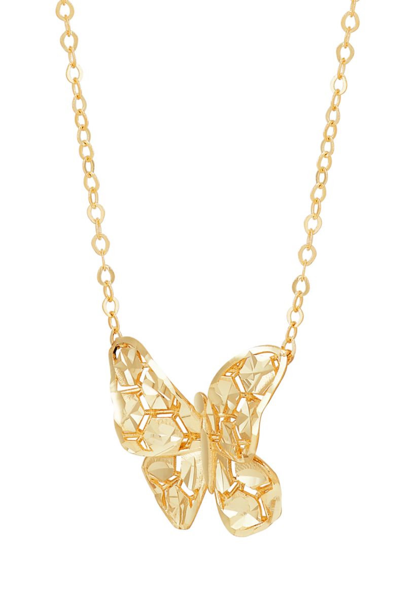 Butterfly Necklace in 10K Yellow Gold
