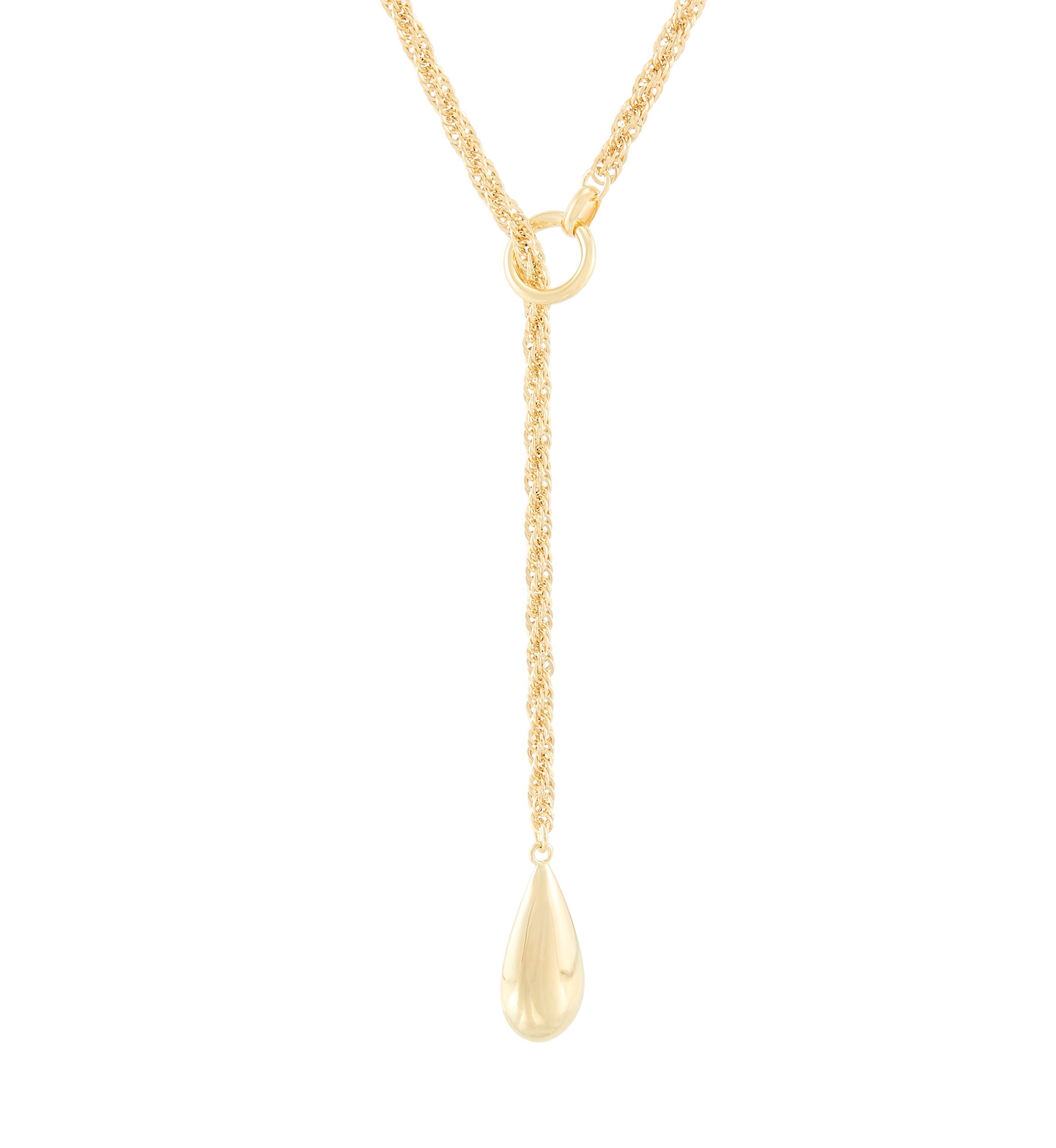 Hollow Infinity Layer  Teardrop Necklace in 10K Yellow Gold