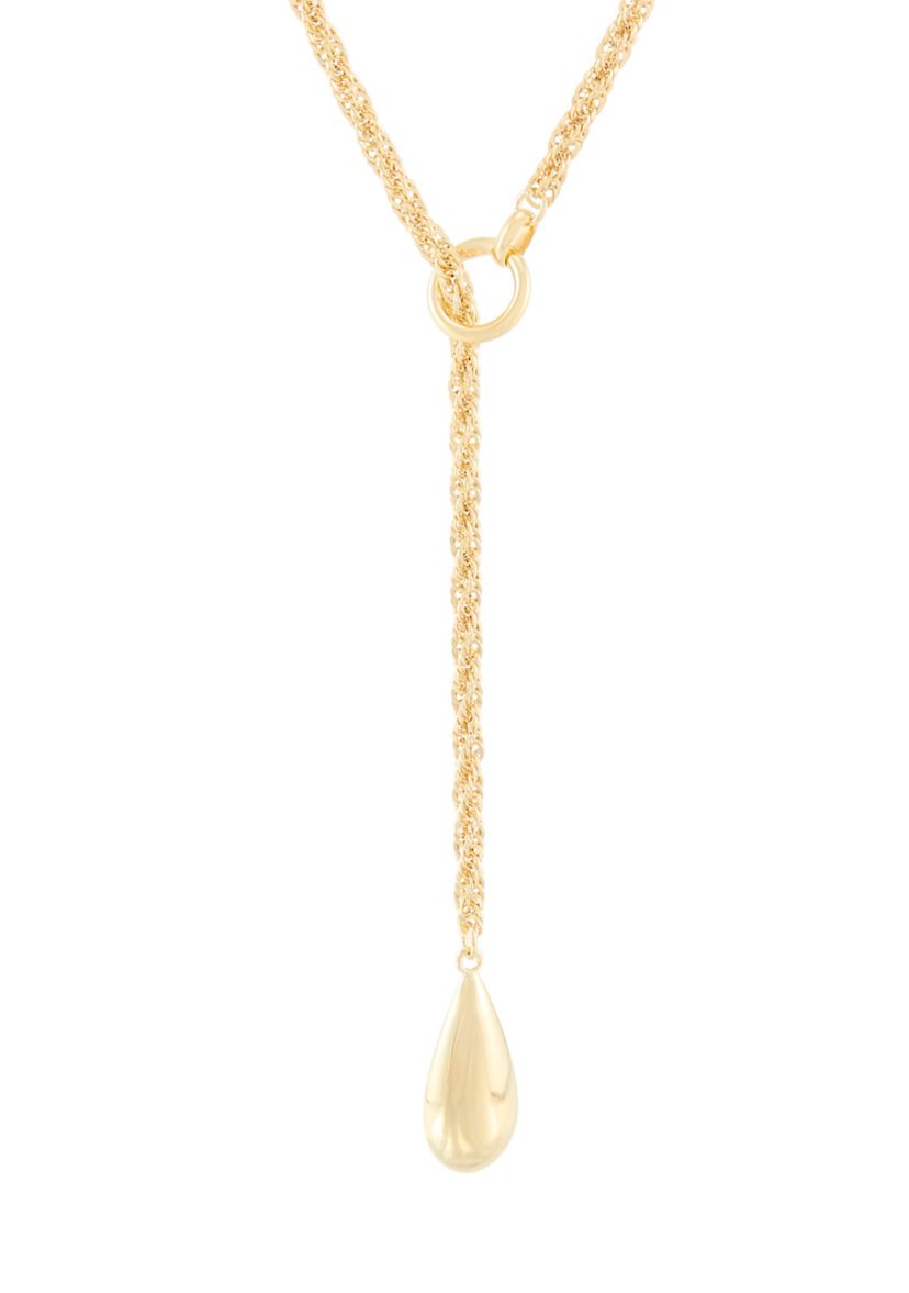 Hollow Infinity Layer  Teardrop Necklace in 10K Yellow Gold
