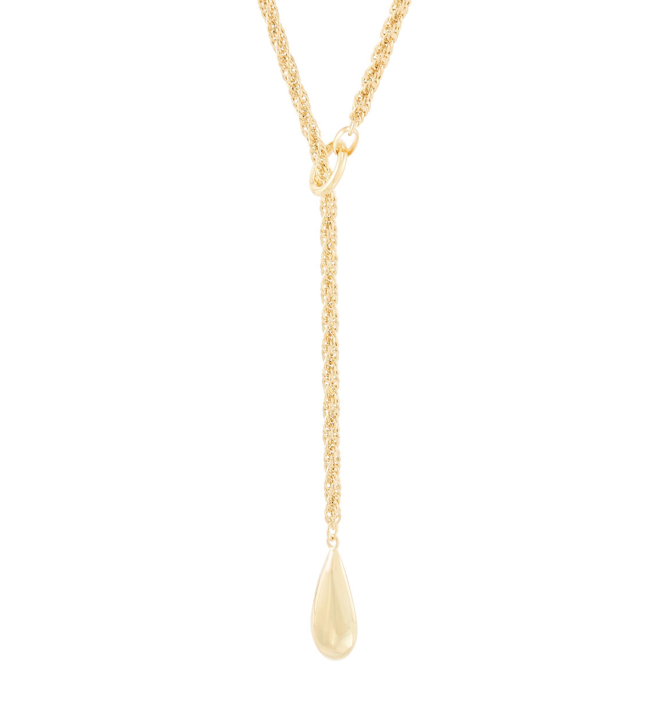 Hollow Infinity Layer  Teardrop Necklace in 10K Yellow Gold