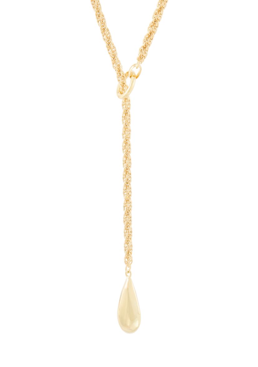 Hollow Infinity Layer  Teardrop Necklace in 10K Yellow Gold