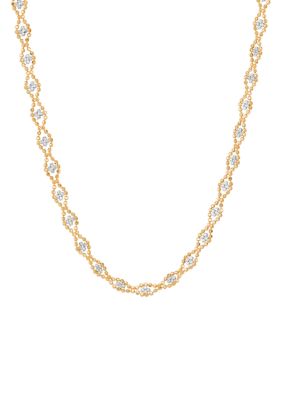 Belk & Co Bead Diamond Shape Necklace in 10K Yellow and White Gold