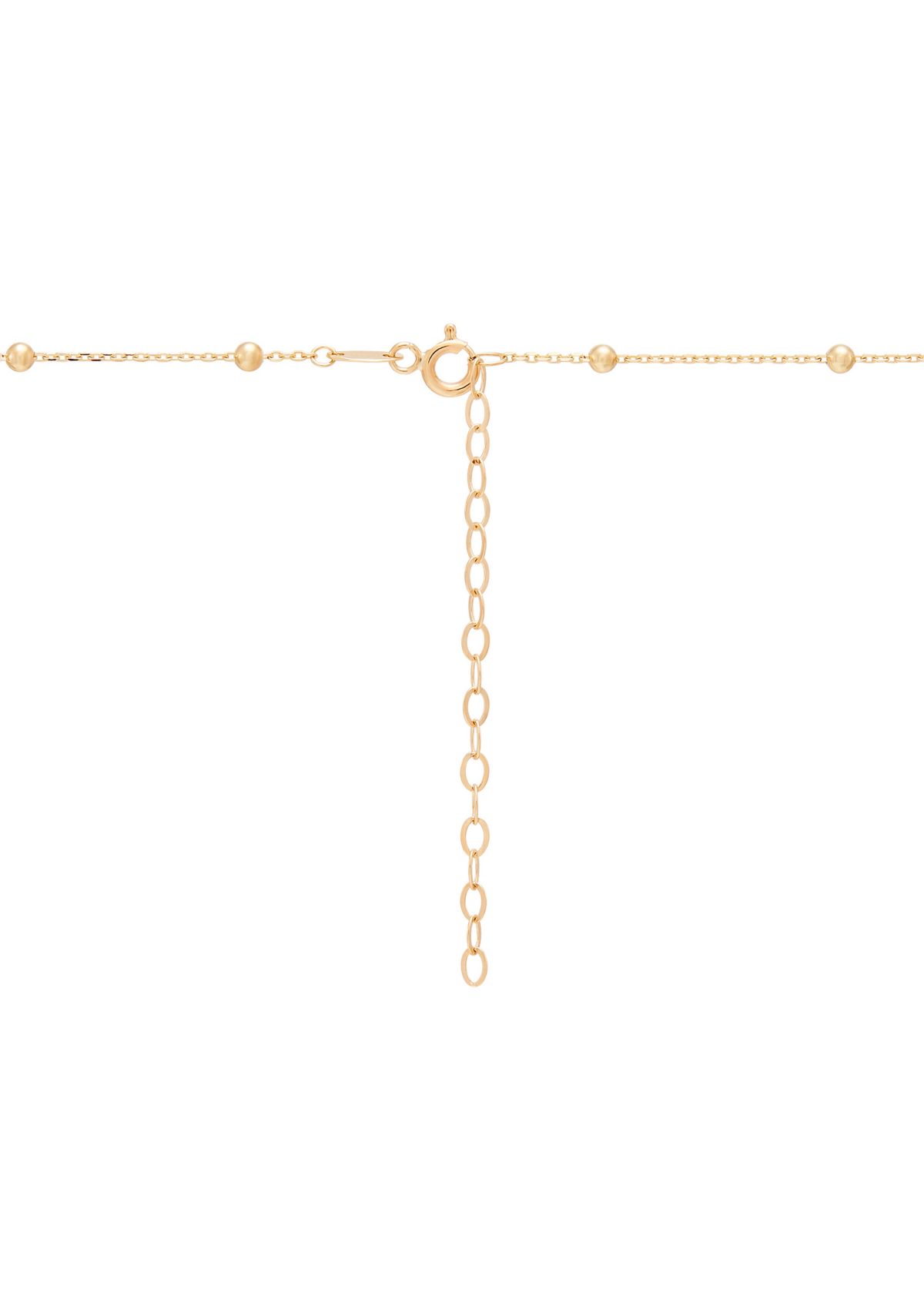 Bead and Cross Station Necklace in 10K Yellow Gold