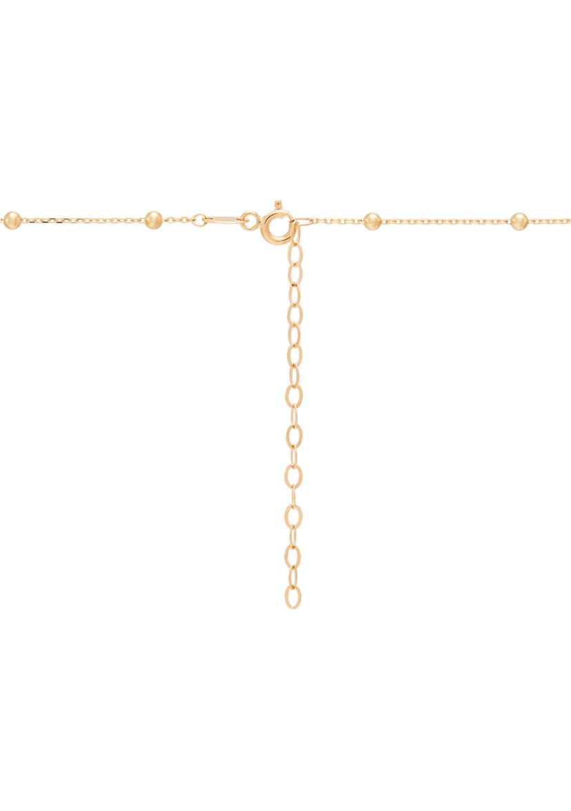 Bead and Cross Station Necklace in 10K Yellow Gold