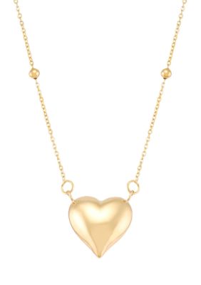 Belk & Co Puffed Heart Necklace in 10K Yellow Gold, 18 in