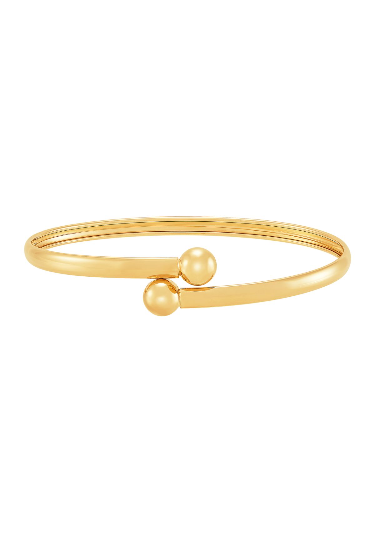 Bypass Bead Ends Bangle in 10K Yellow Gold