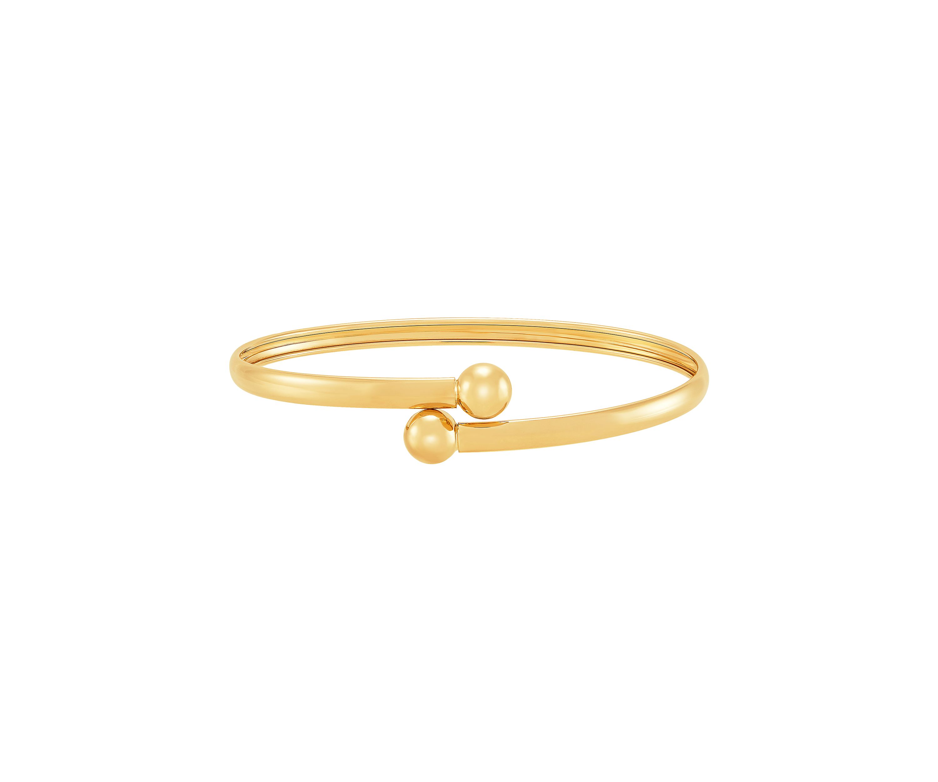 Bypass Bead Ends Bangle in 10K Yellow Gold