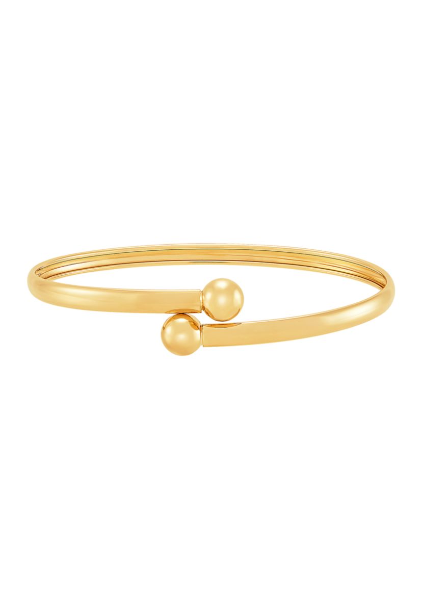 Bypass Bead Ends Bangle in 10K Yellow Gold