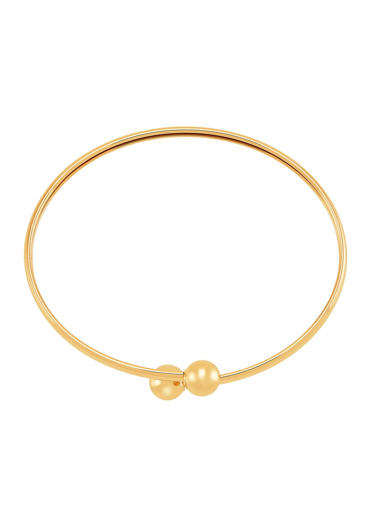 Bypass Bead Ends Bangle in 10K Yellow Gold