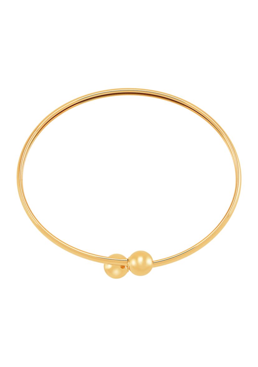 Bypass Bead Ends Bangle in 10K Yellow Gold