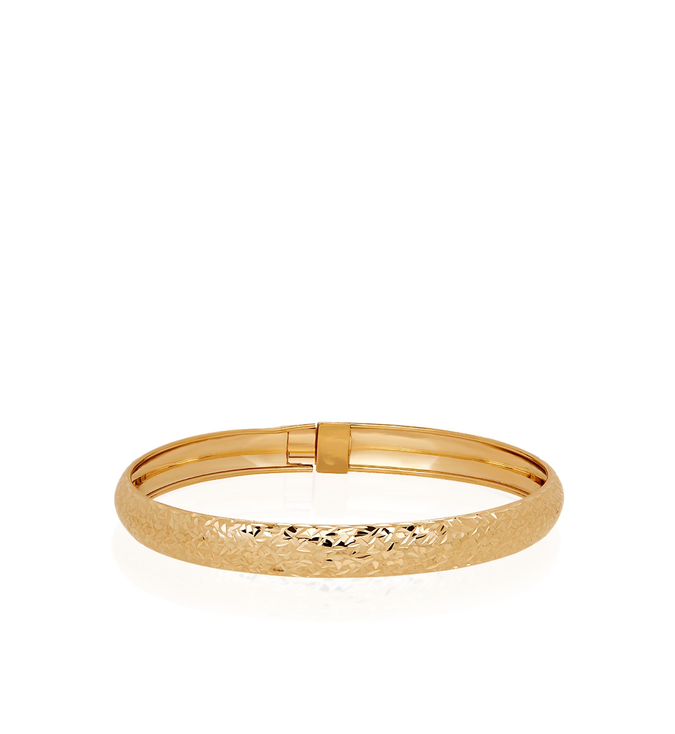Crystal Cut Flex Bangle in 10K Yellow Gold