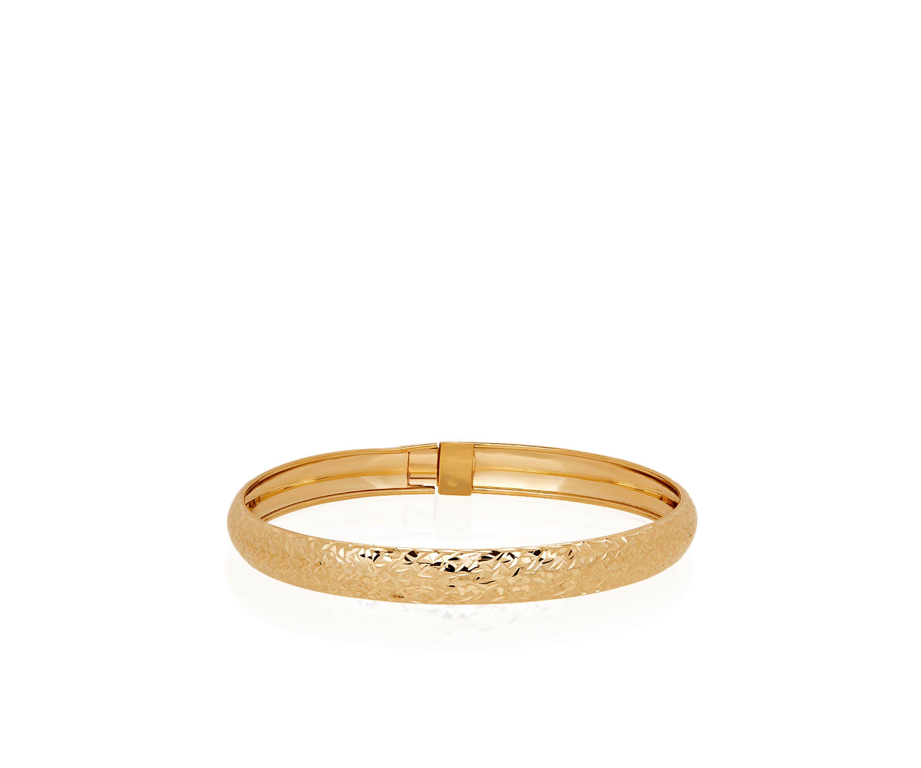 Crystal Cut Flex Bangle in 10K Yellow Gold