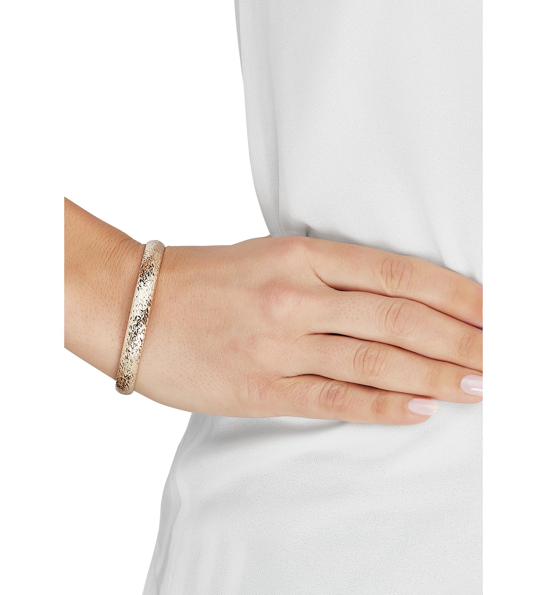Crystal Cut Flex Bangle in 10K Yellow Gold