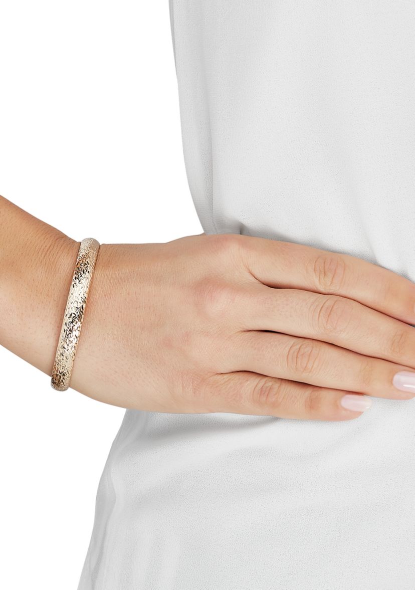 Crystal Cut Flex Bangle in 10K Yellow Gold