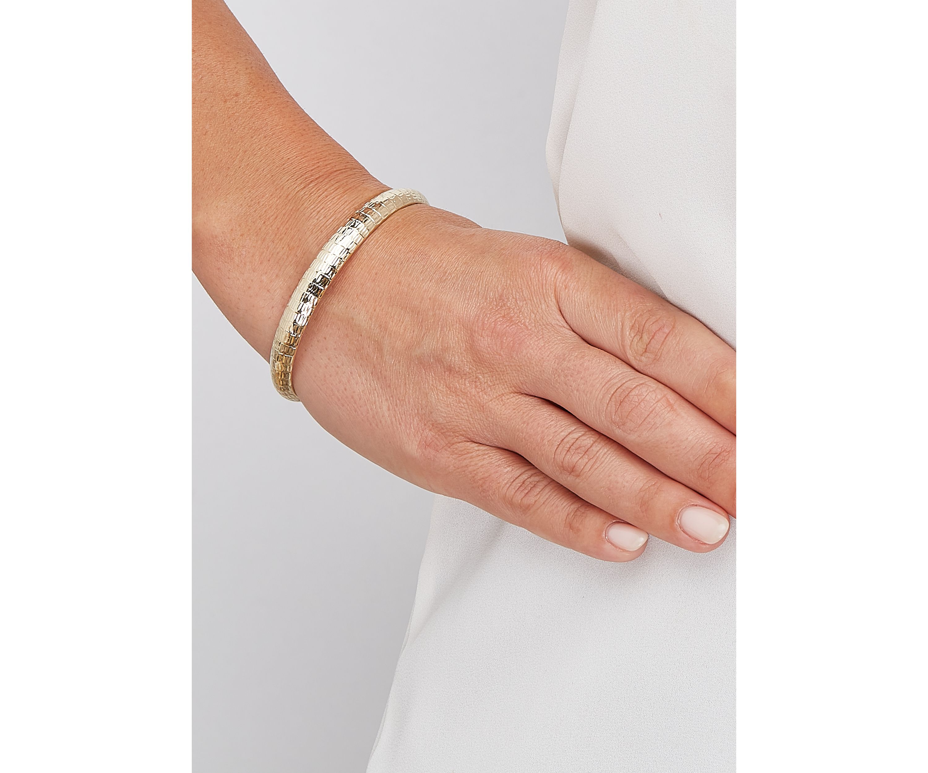 Oval Flex Marquise Cut Bangle Bracelet in 10K Yellow Gold
