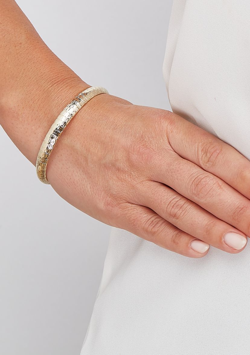 Oval Flex Marquise Cut Bangle Bracelet in 10K Yellow Gold