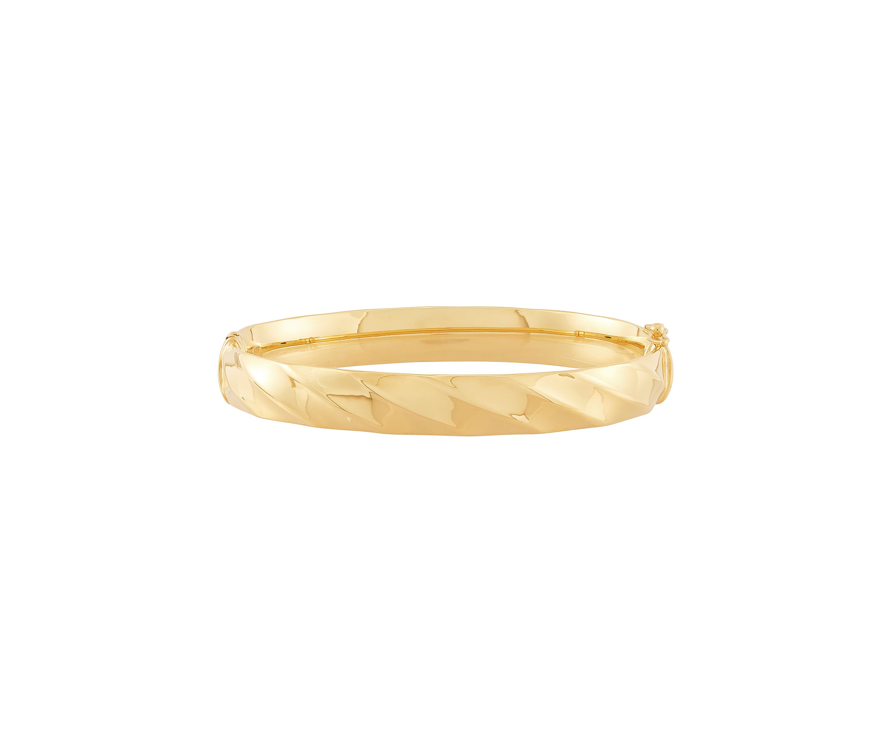 Striped Hinge Bangle Bracelet in 10K Yellow Gold