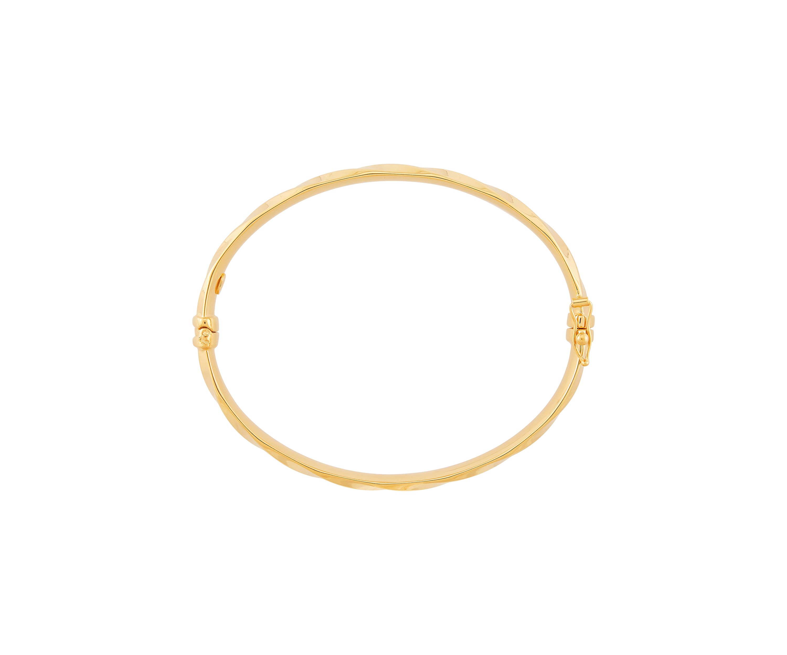 Striped Hinge Bangle Bracelet in 10K Yellow Gold