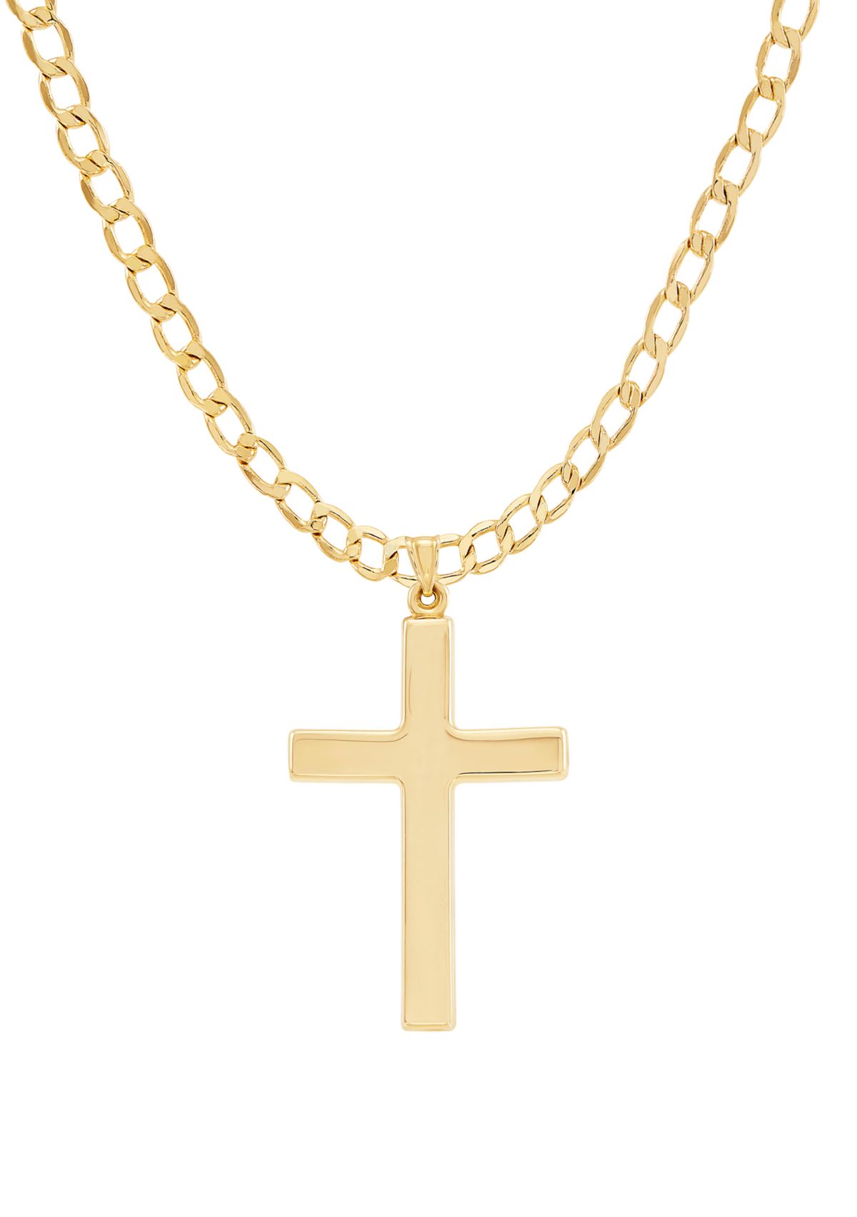 Mens Cross Pendant Necklace in 10k Yellow Gold