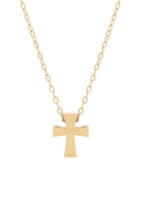 Belk & Co Square Cut Cross Pendant Necklace in 10k Yellow Gold, 17 in