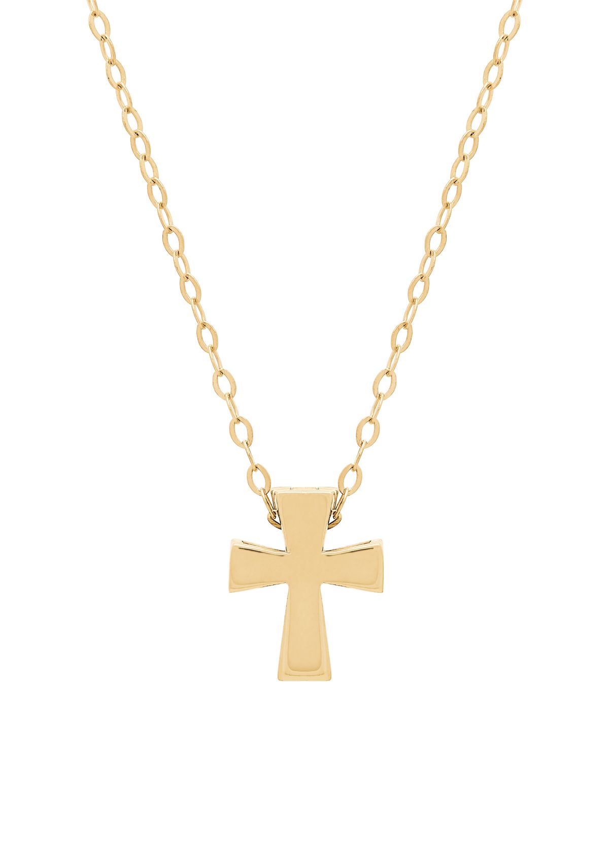 Square Cut Cross Pendant Necklace in 10k Yellow Gold 