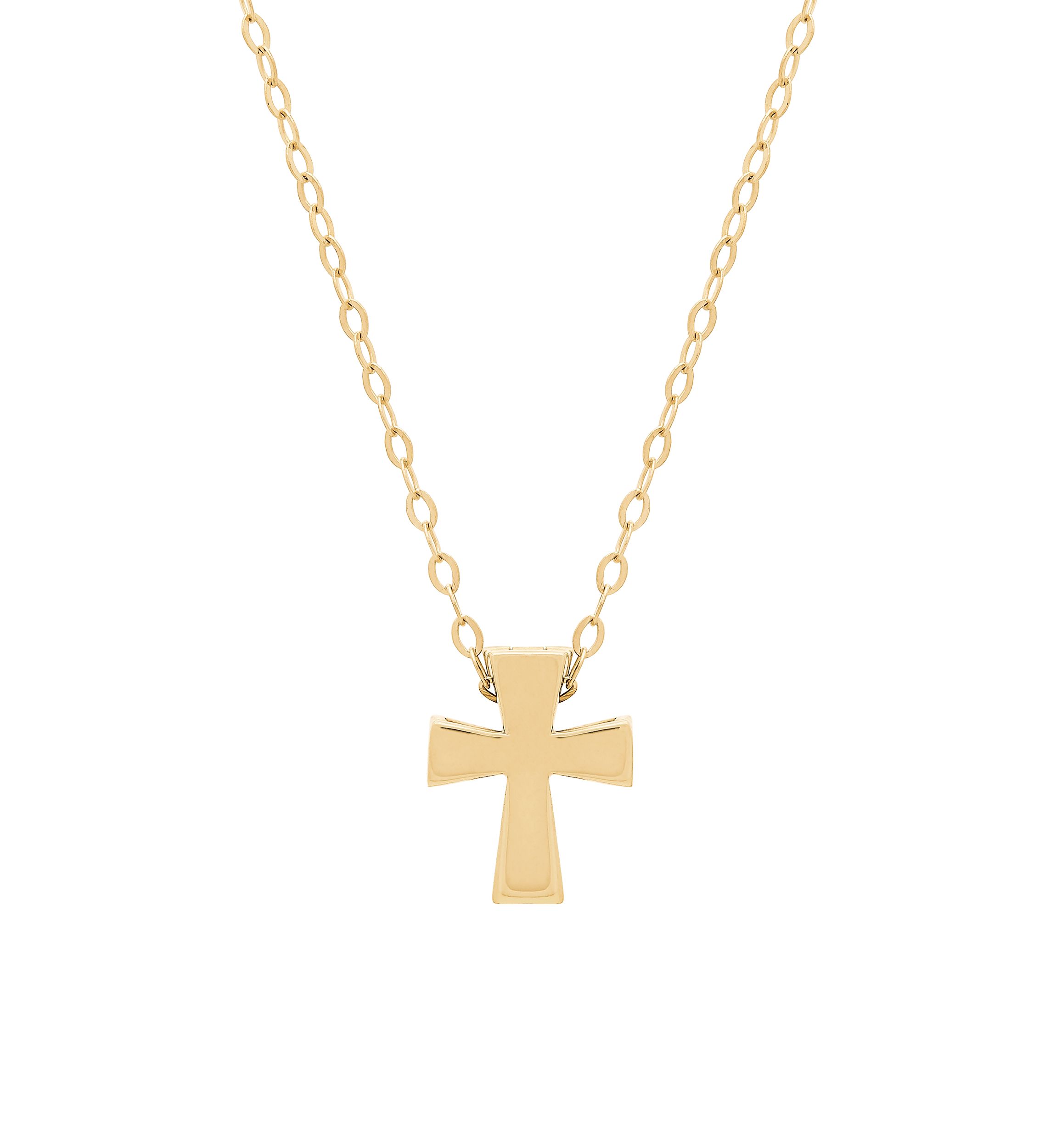 Square Cut Cross Pendant Necklace in 10k Yellow Gold 