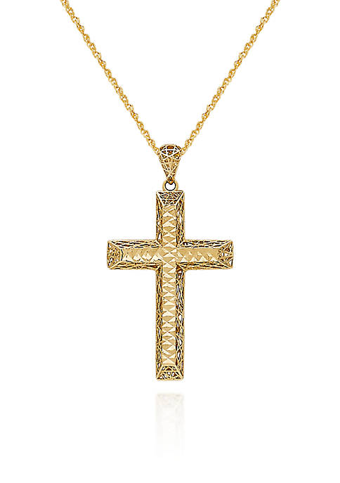 10k Yellow Gold Cross Pendant Necklace