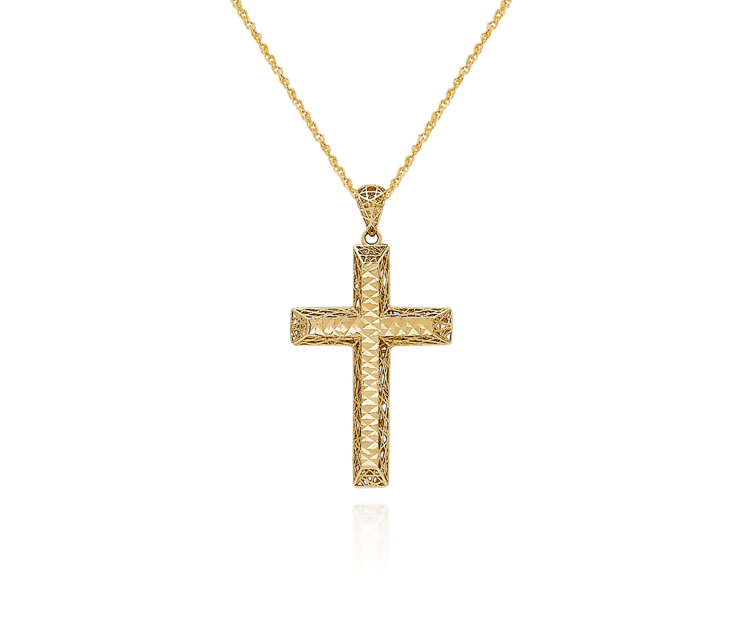 10k Yellow Gold Cross Pendant Necklace