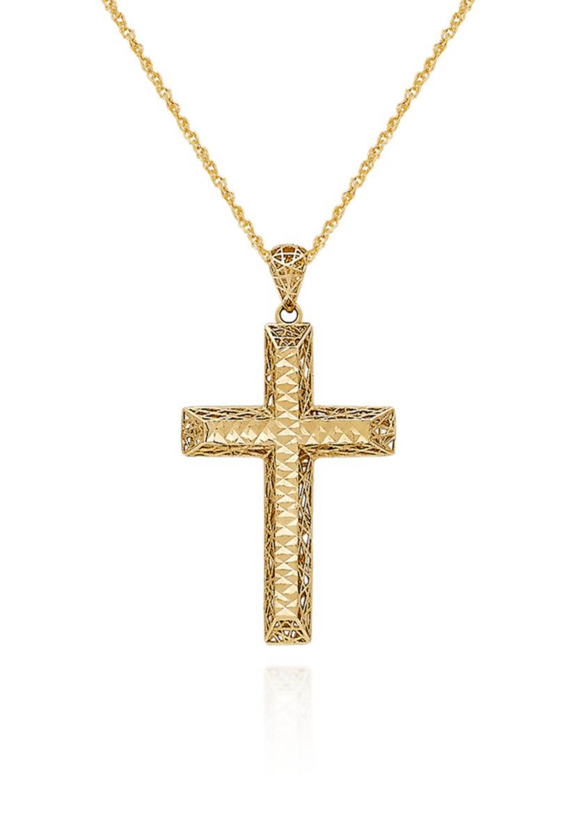 10k Yellow Gold Cross Pendant Necklace