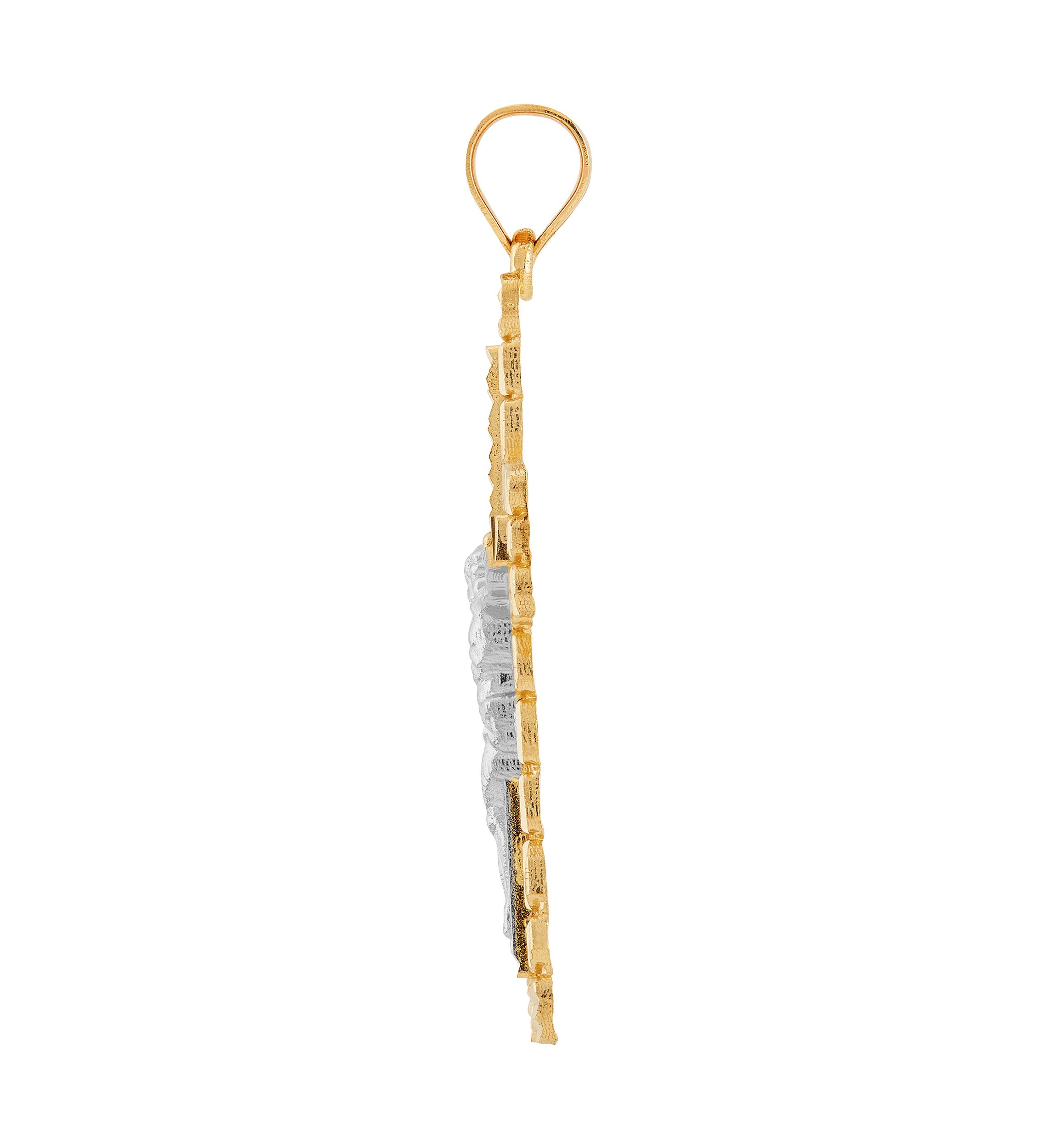 Gents Nugget Crucifix and Cross Pendant in 10K Two Tone Gold