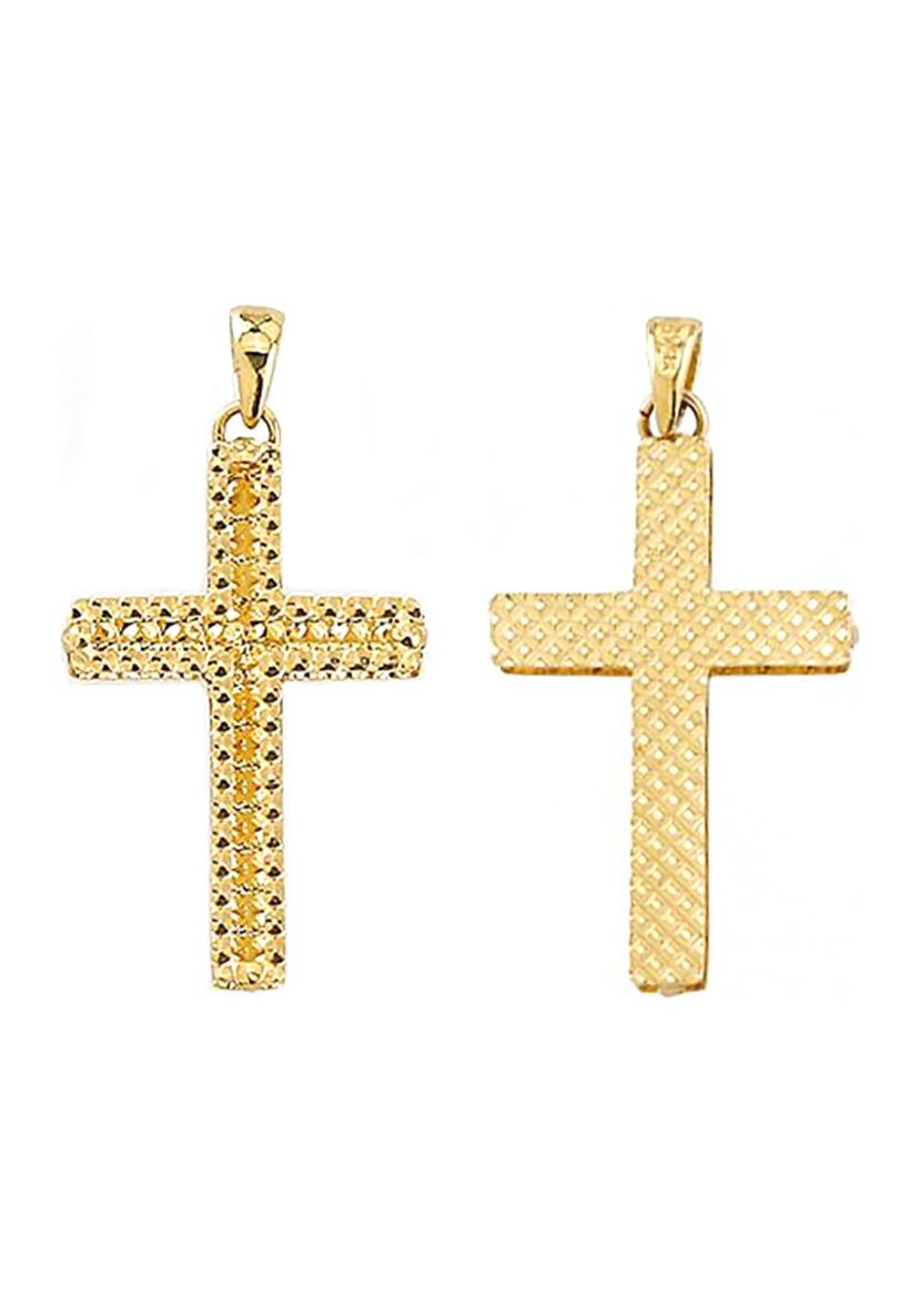 Mens Cross Pendant in 10K Yellow Gold