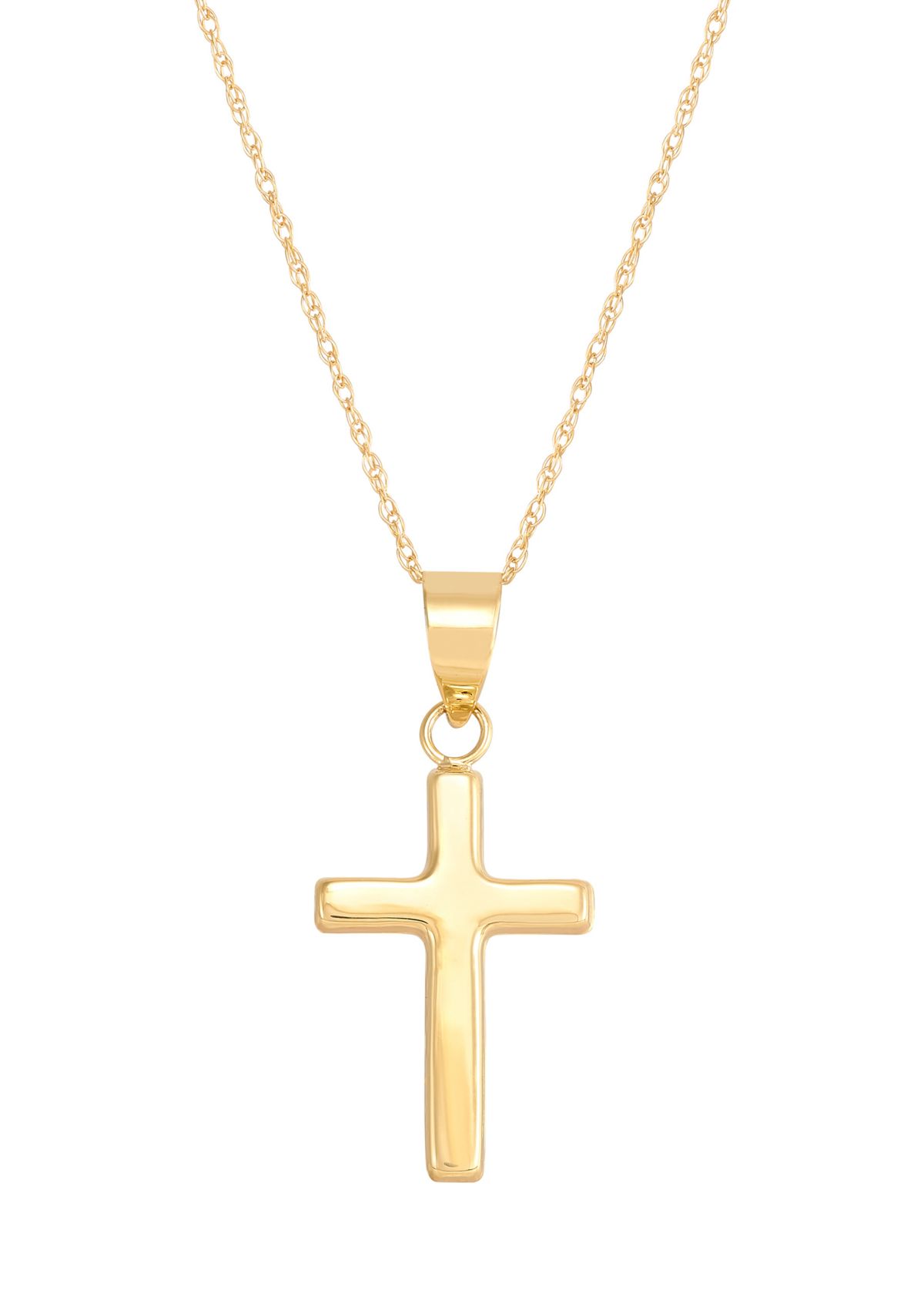Cross Pendant with 18" Rope Chain in 10K Yellow Gold