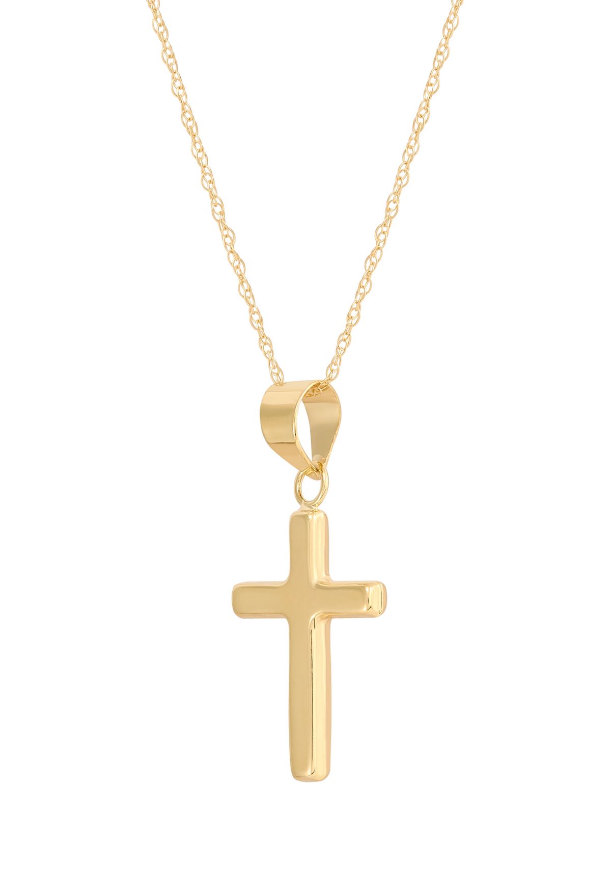 Cross Pendant with 18" Rope Chain in 10K Yellow Gold