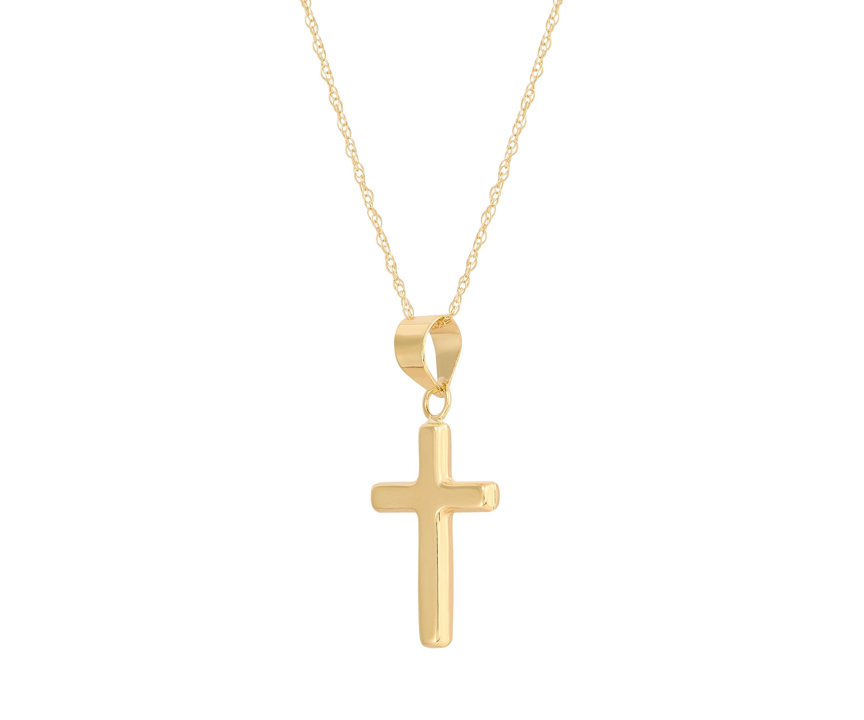 Cross Pendant with 18" Rope Chain in 10K Yellow Gold