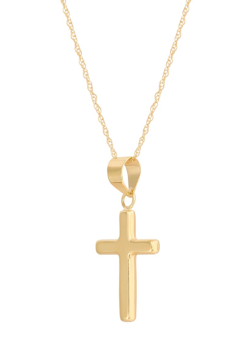 Cross Pendant with 18" Rope Chain in 10K Yellow Gold